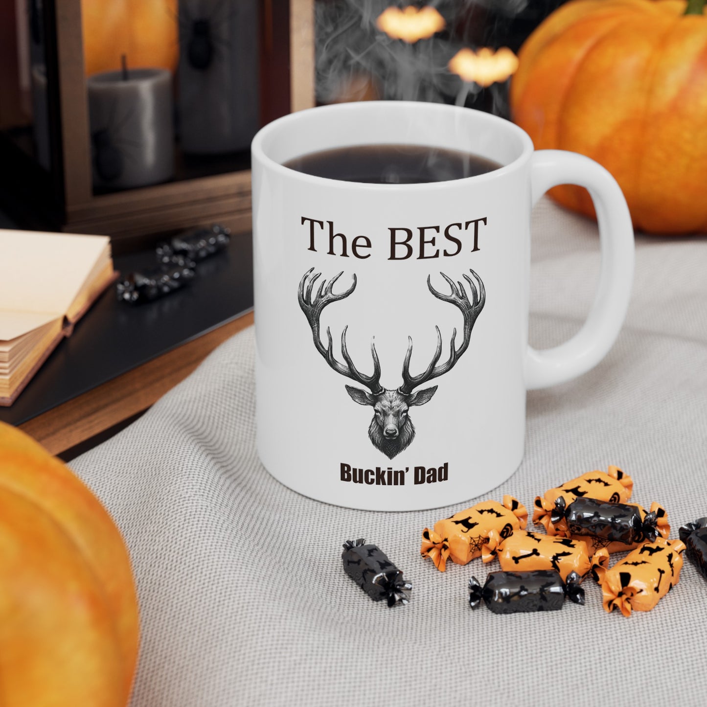 The Best Buckin' Dad Coffee Mug with Deer, Dad gift, Deer hunter present created by A Touch of Bloom