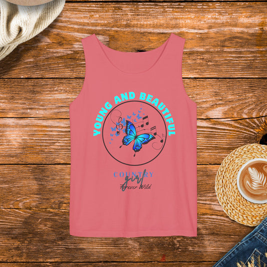 Young and Beautiful Country Girl Tank Top, Country Music Tank,  Country Fashion Apparel.