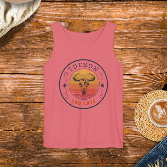 Tucson Too Late Tank Top, Cowboy clothing, country music, rodeo tank, country music tank top.