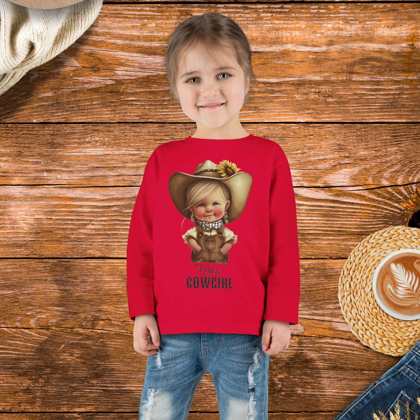 Future Cowgirl Toddler Long sleeve Shirt, Adorable Country Girl Design