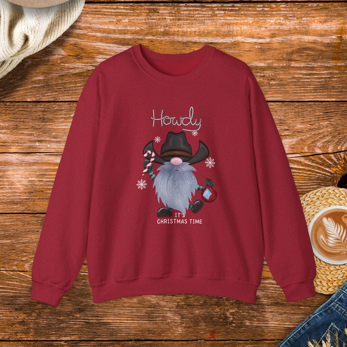 Howdy Christmas cowboy gnome Sweatshirt, Country Christmas, Original design, gnome, cowboy, rodeo, gift for her