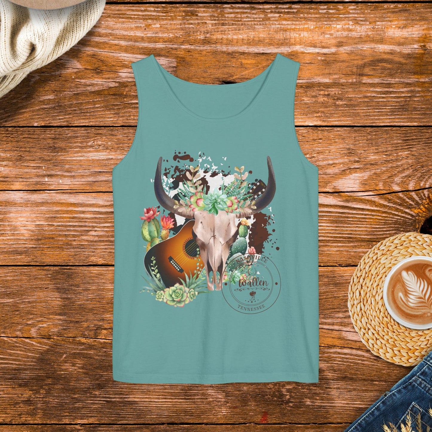 Country Music Tank Top, Western Style Clothing, Country Music Apparel,  Rugged and Western Design Tank Top.