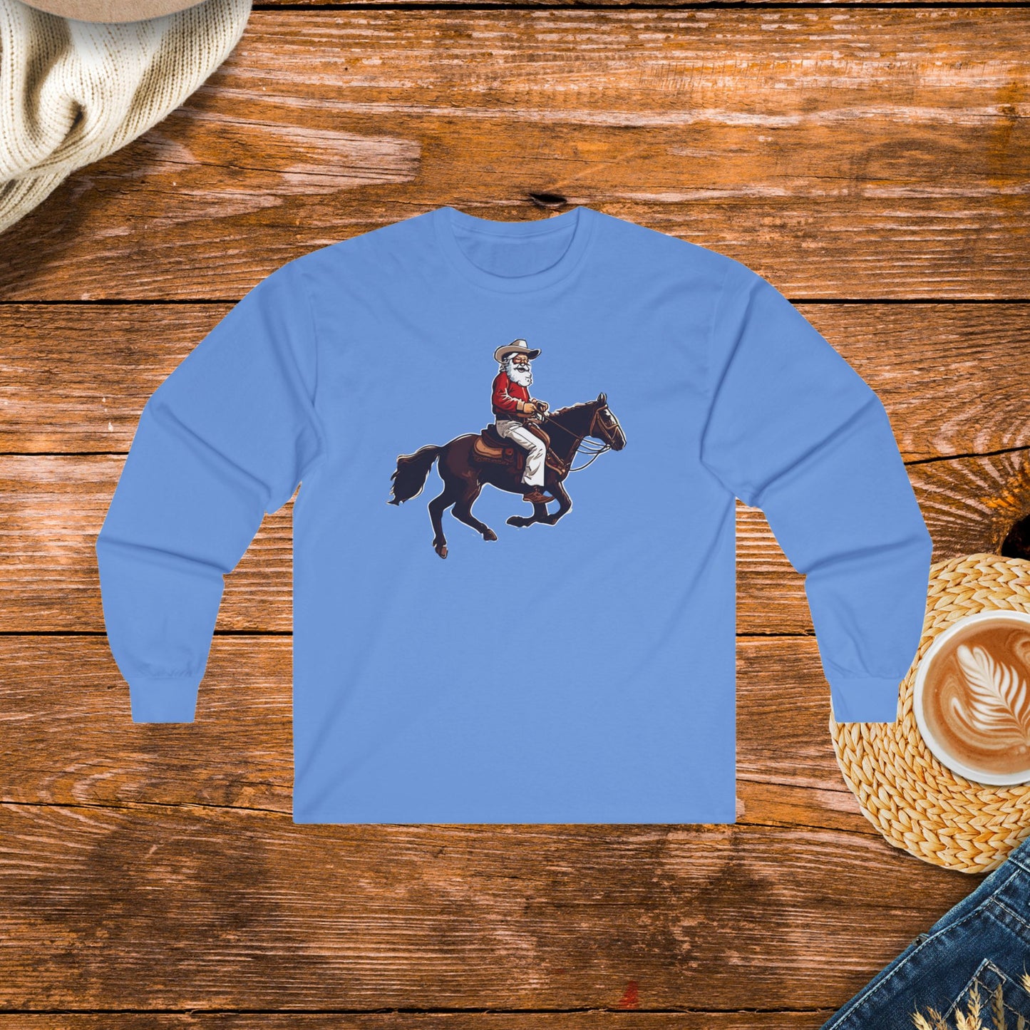 Cowboy Santa on a Horse Long Sleeve Shirt