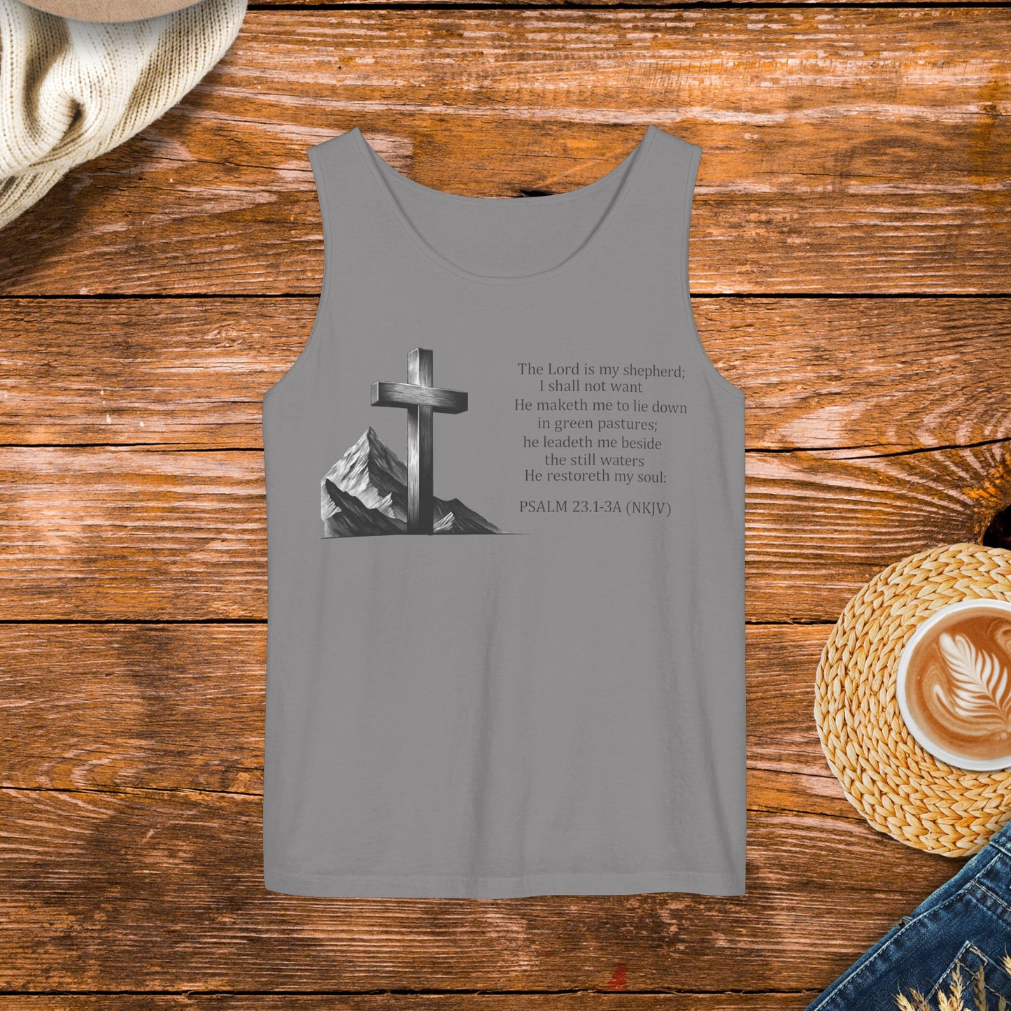 Psalm 23 Tank Top, The Lord is My Shepherd, Inspirational Scripture, Christian Inspirational Clothing