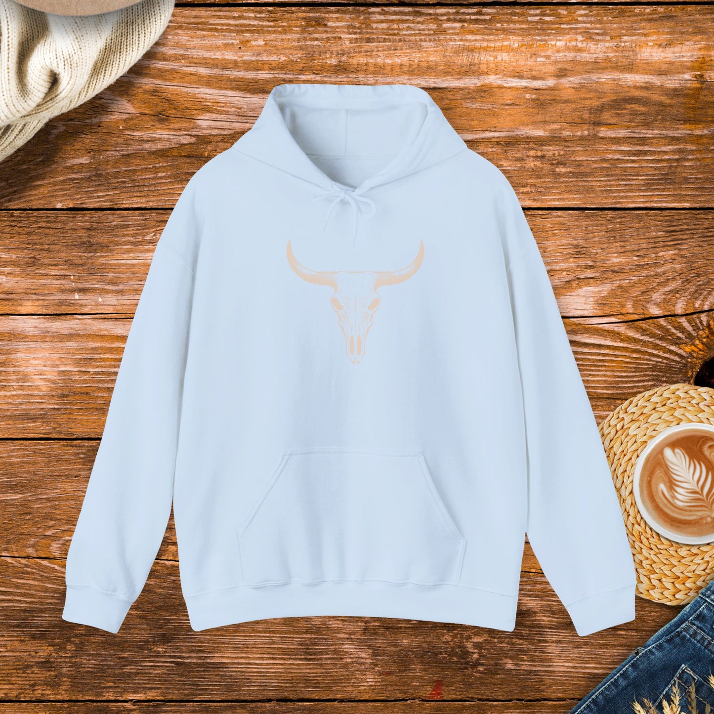 Bull skull sweatshirt, western style clothing, country style, rodeo sweatshirt.