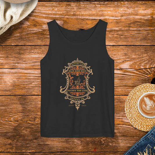 Country style Tank Top, inspired by Country music Tucson too late. Rode tank, cowboy tank.