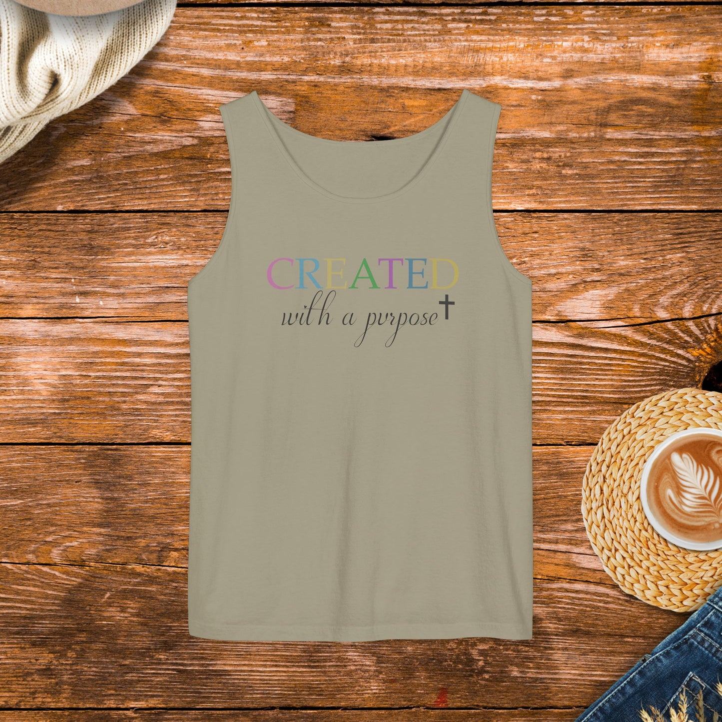 Created with a Purpose Tank Top, Inspirational Tank Top, Positive Message Apparel, Unisex Inspirational Tank Top.