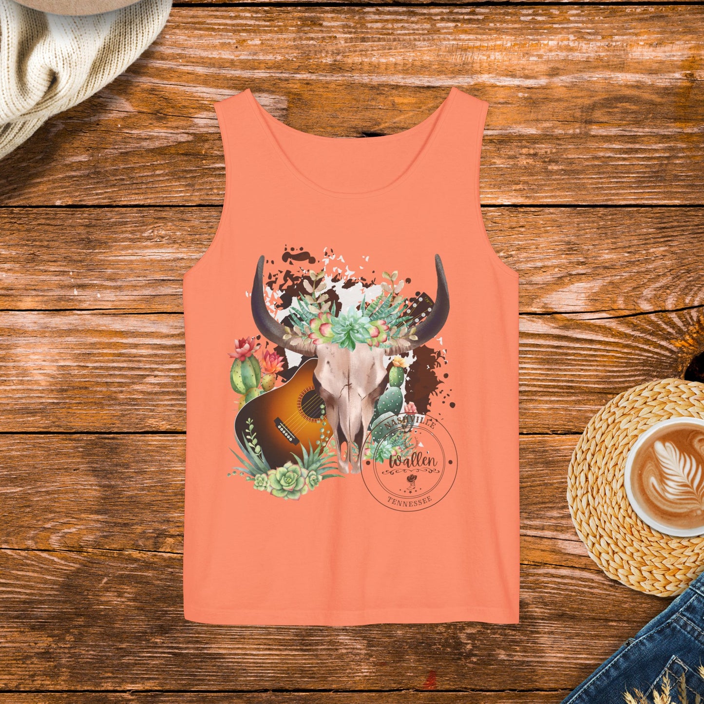 Country Music Tank Top, Western Style Clothing, Country Music Apparel,  Rugged and Western Design Tank Top.