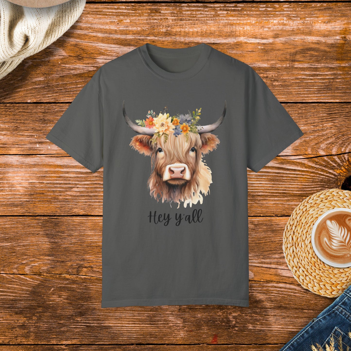 cute cow shirt, Hey Y'all shirt, country style, floral cow design, Southern charm, country living, rustic fashion