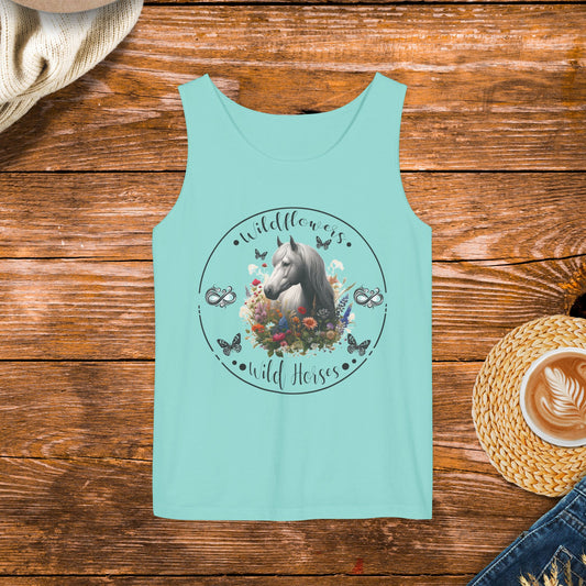 Wildflowers and Horses Design Tank Top, Wildflowers Wild Horses Tank, Country Music Tank Top.