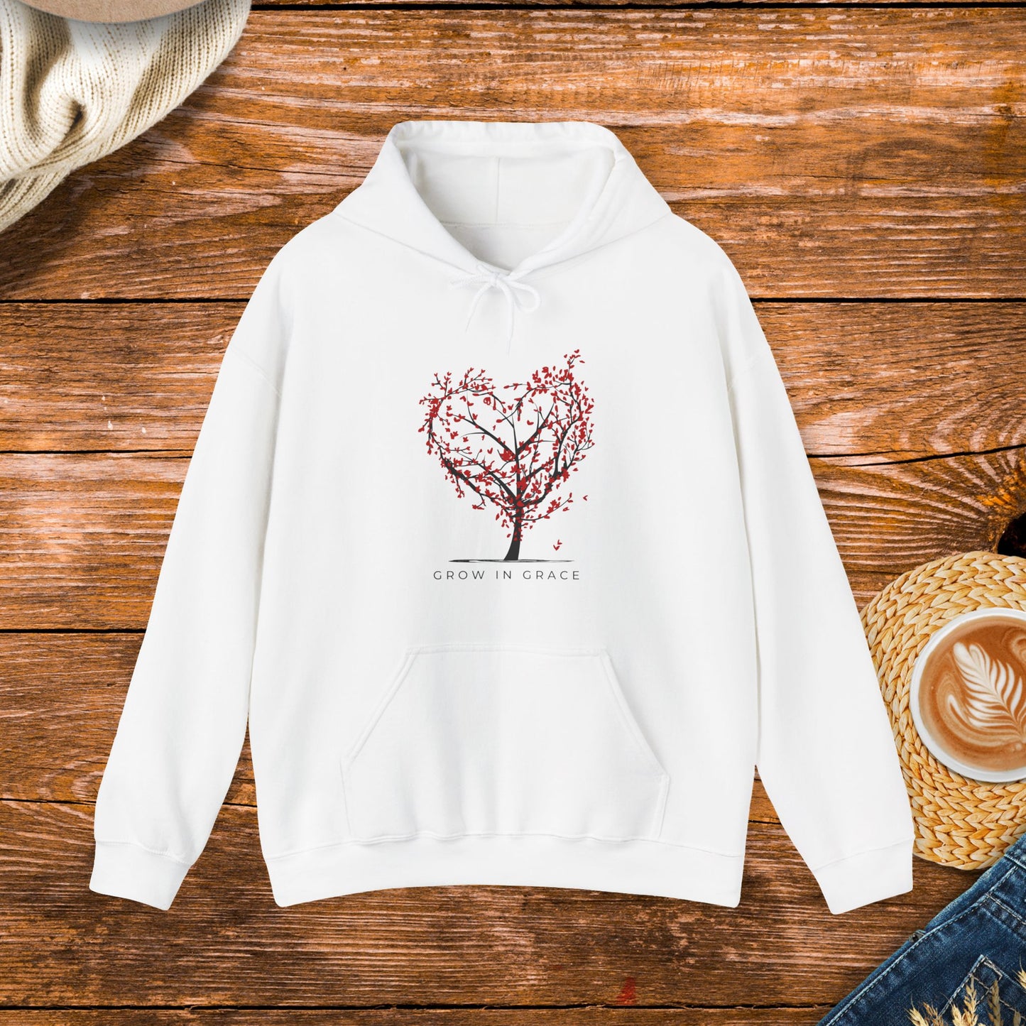 Grow in grace Unisex Heavy Blend™ Hooded Sweatshirt, religious positive message, show your grace in pride.