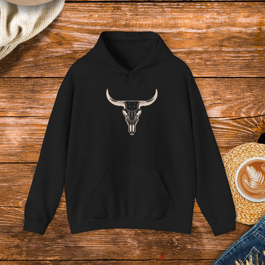 Bull skull sweatshirt, western style clothing, country style, rodeo sweatshirt.