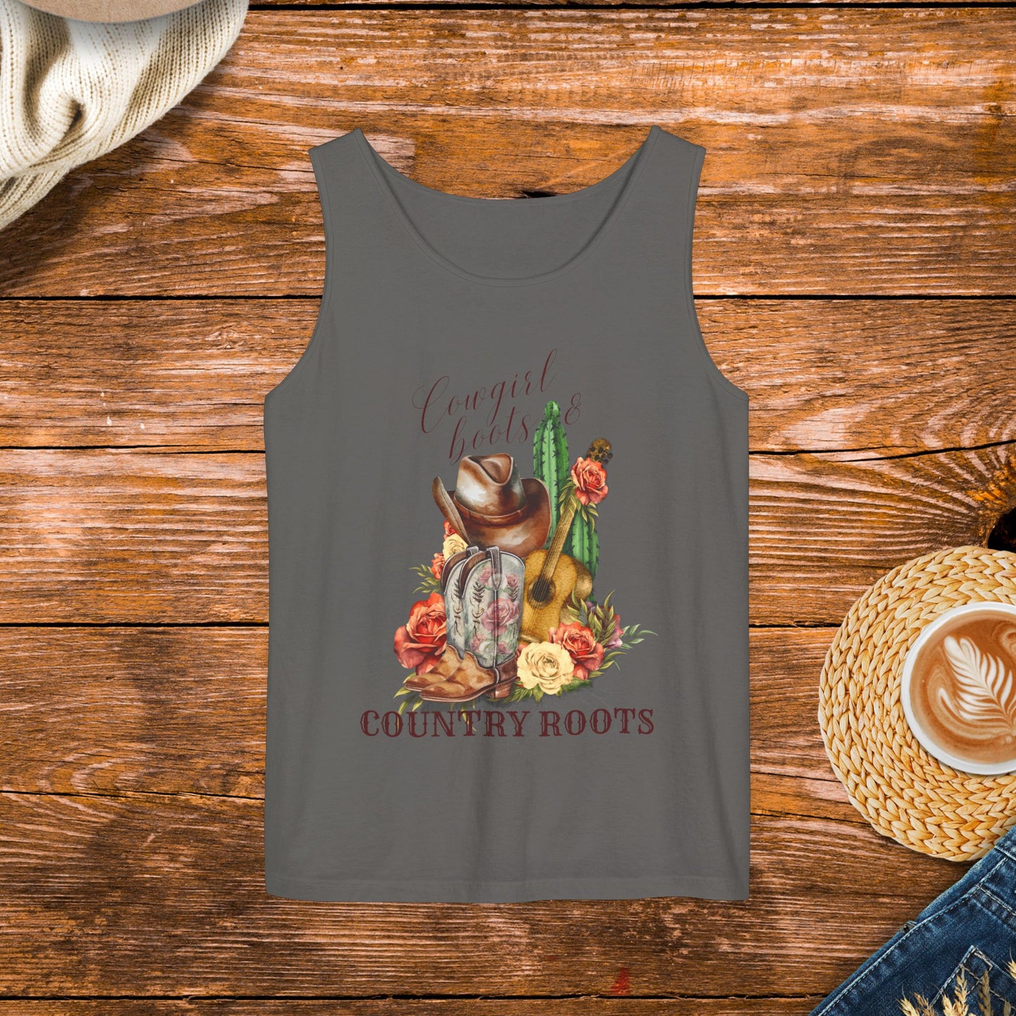 Cowgirl Boots & Country Roots, cowgirl boots, guitar, cactus, cowboy hat, and roses,  country wardrobe.