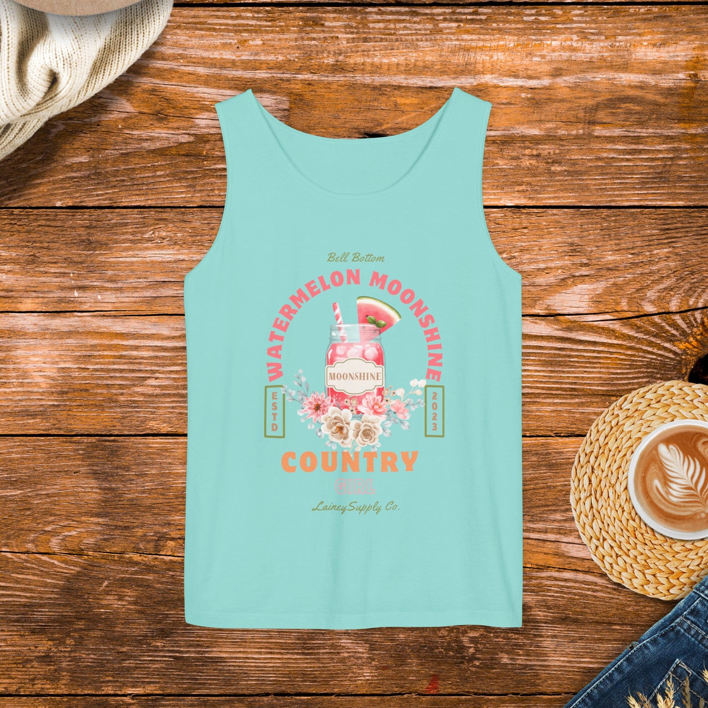 Watermelon moonshine Tank Top, Country girl, Southern girl, County music inspired Lainey Wilson.