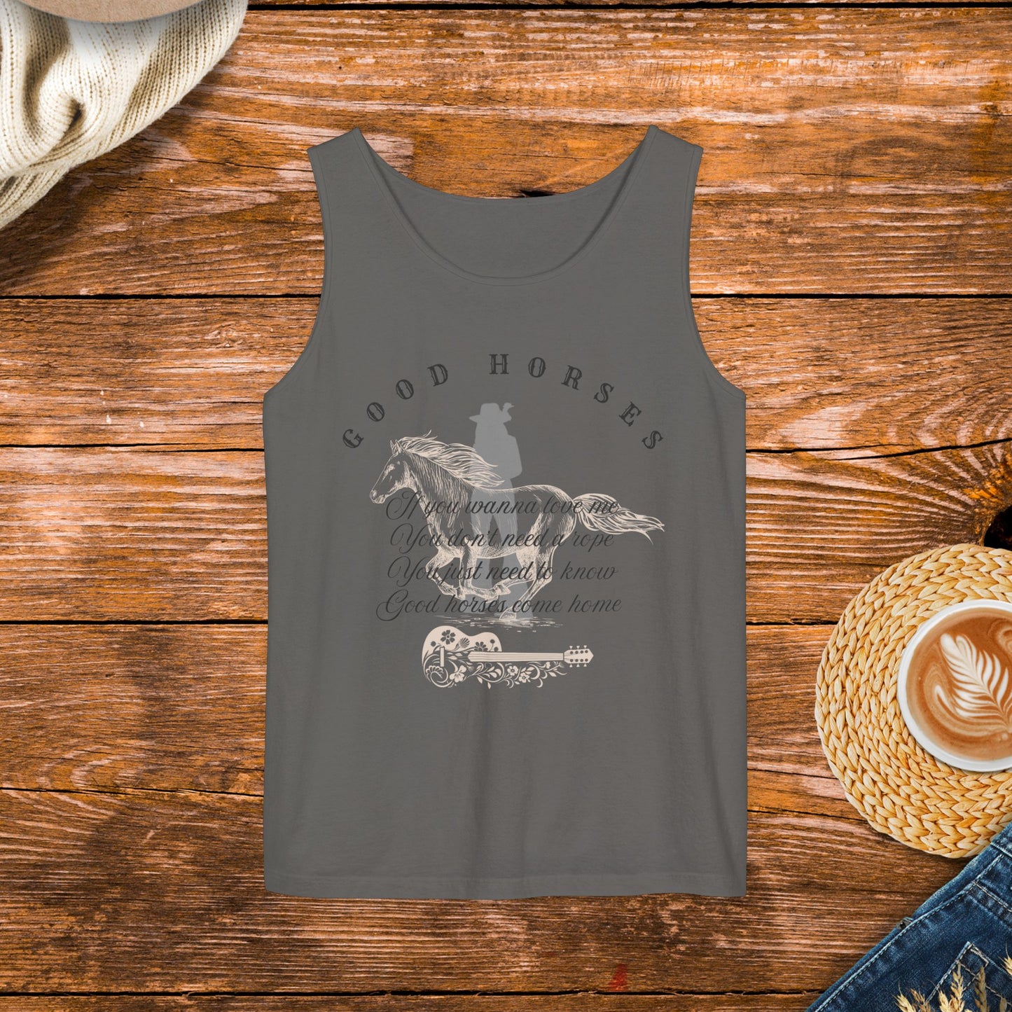 Whirlwind, good horses tank top inspired by country music