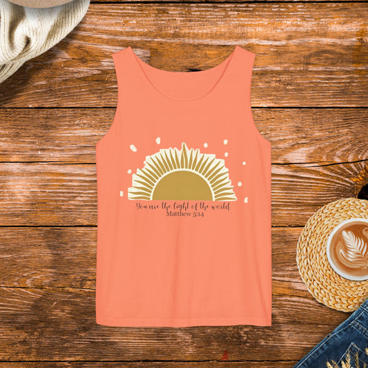 You Are the Light of the World Tank Top, Matthew 5:14 Tank, Inspirational Bible Verse Tank, Christian Faith Apparel.