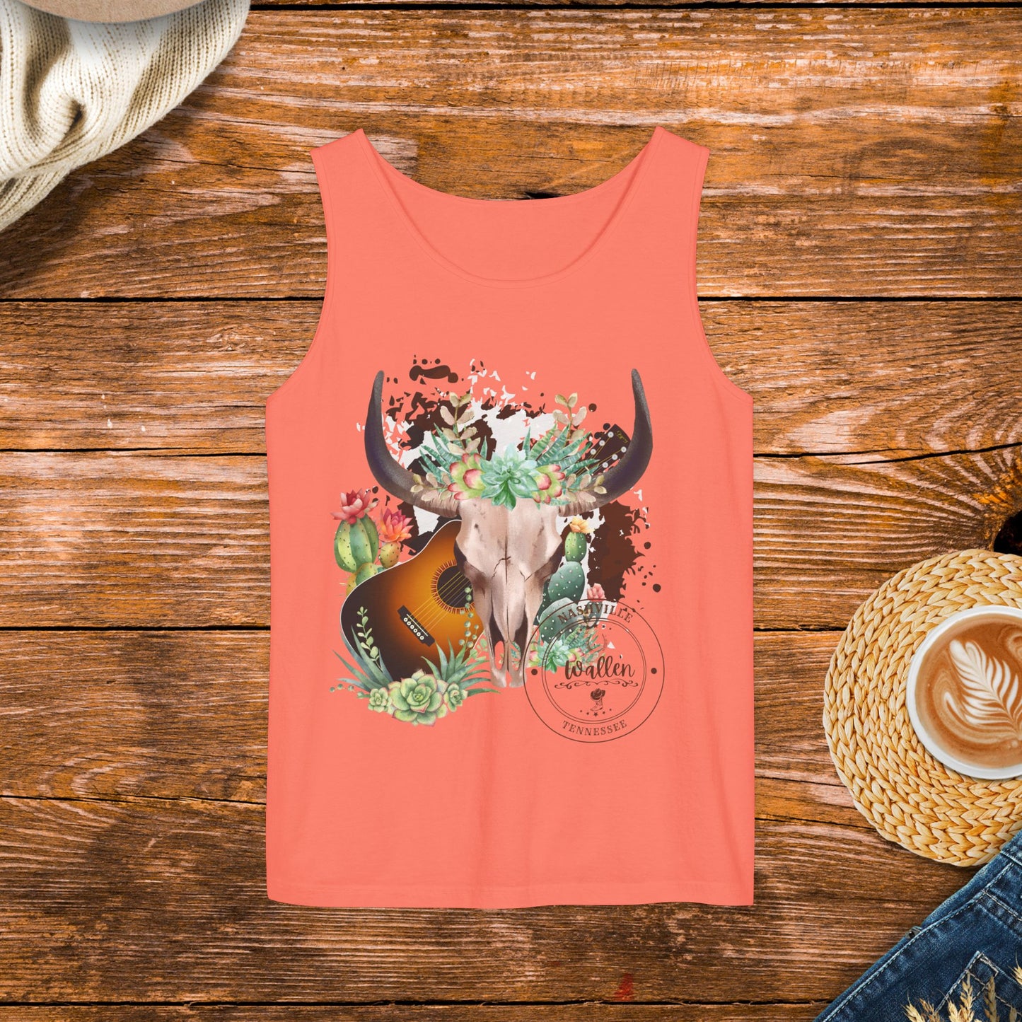 Country Music Tank Top, Western Style Clothing, Country Music Apparel,  Rugged and Western Design Tank Top.