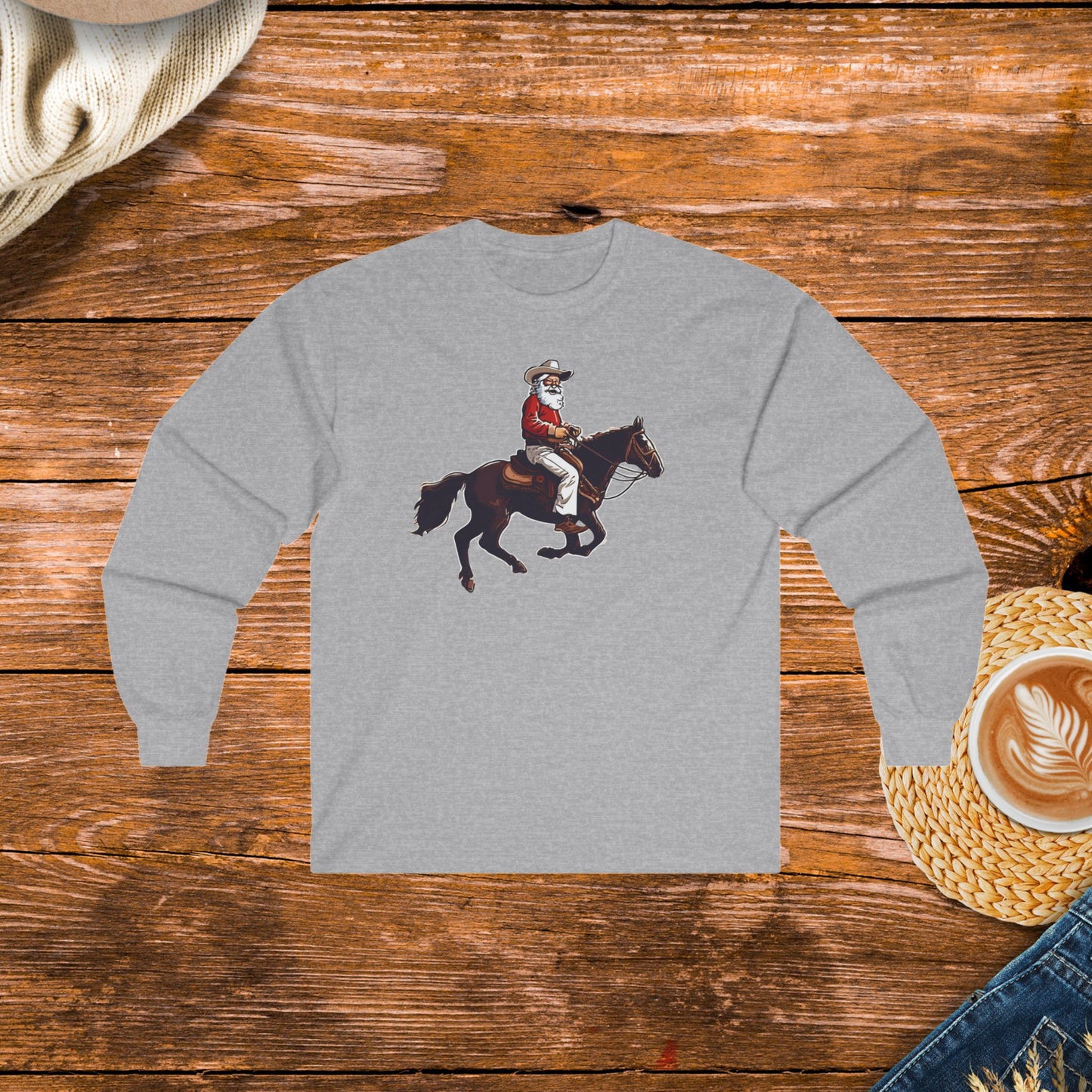 Cowboy Santa on a Horse Long Sleeve Shirt