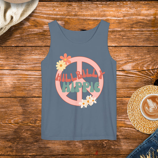 Hillbilly Hippie Tank Top, Country Music Tank Top, Bohemian Clothing,  Rustic and Boho Design Tank Top, Unique Country Music Merchandise.