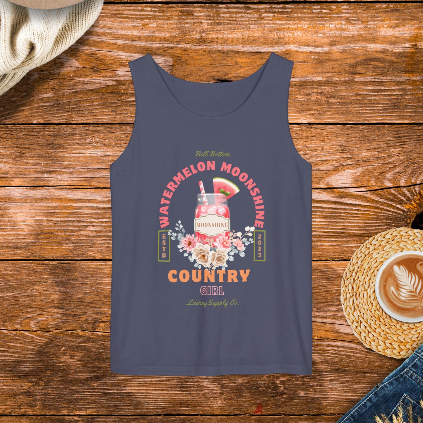 Watermelon moonshine Tank Top, Country girl, Southern girl, County music inspired Lainey Wilson.