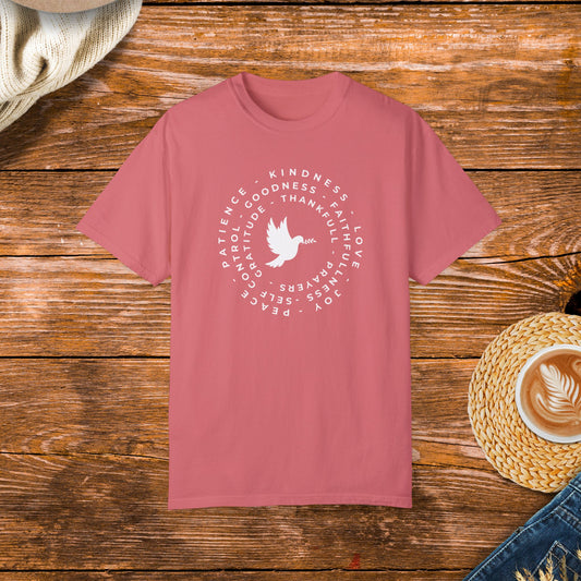 Uplifting Message Apparel, Inspirational Dove Shirt, Spiritual Words Shirt, Casual Wear Inspirational Shirt, Kindness, Faith fullness, Love, Patience