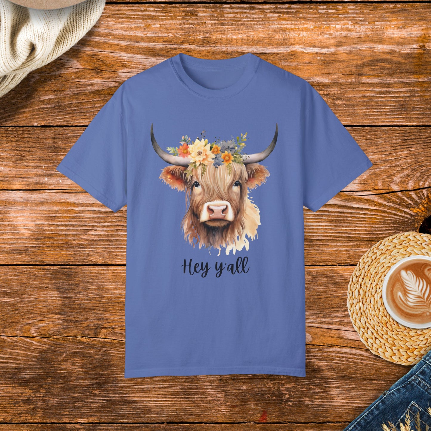 cute cow shirt, Hey Y'all shirt, country style, floral cow design, Southern charm, country living, rustic fashion