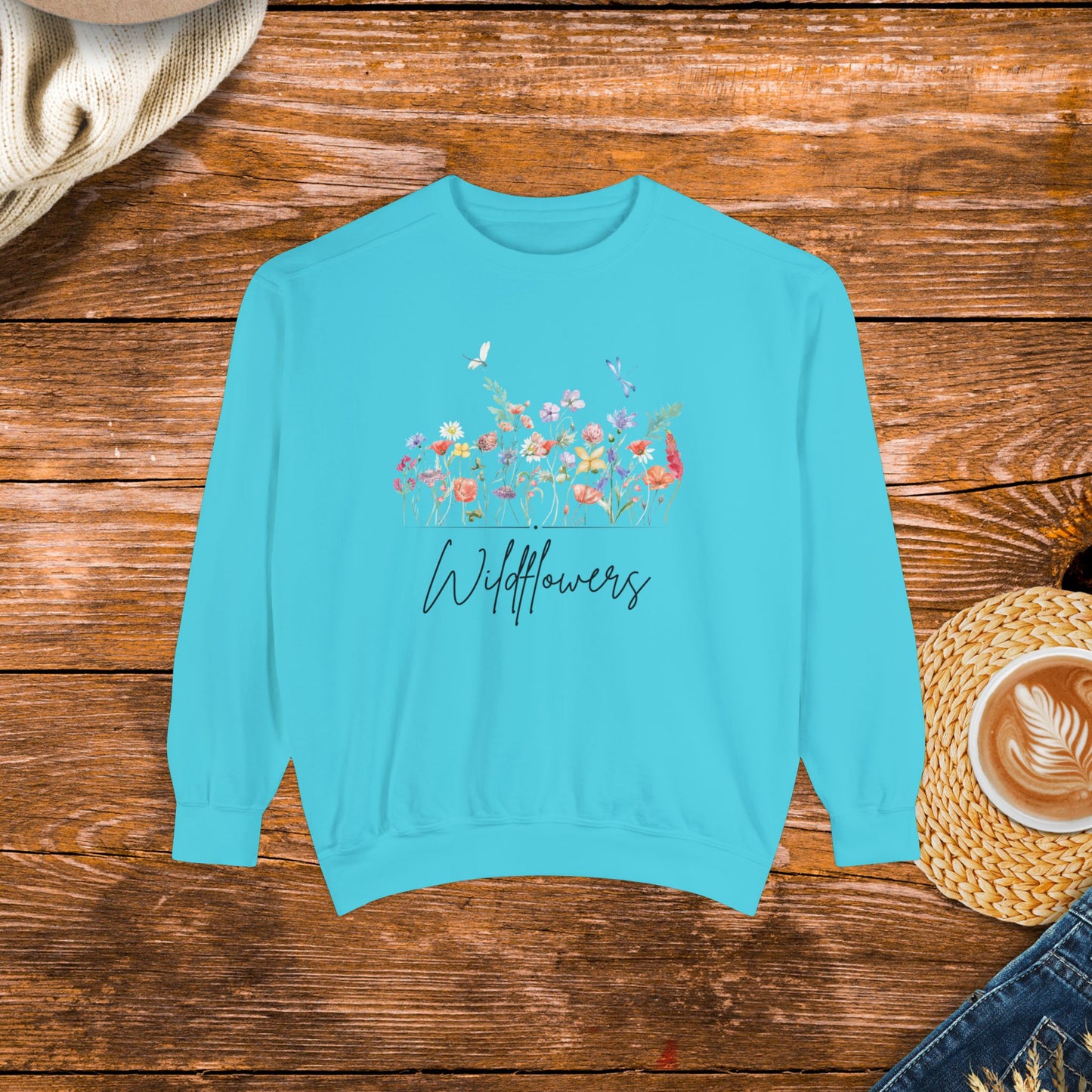 Wildflower Design sweatshirt, Boho Style Apparel, Country girl, southern girl, country style clothing.