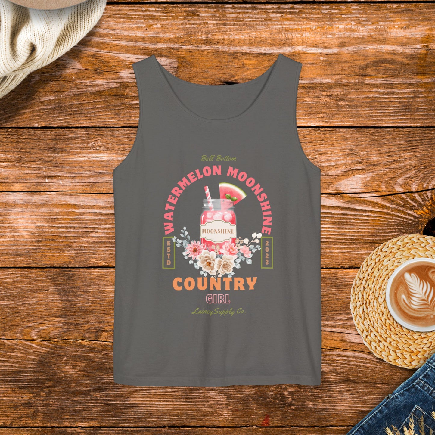 Watermelon moonshine Tank Top, Country girl, Southern girl, County music inspired Lainey Wilson.