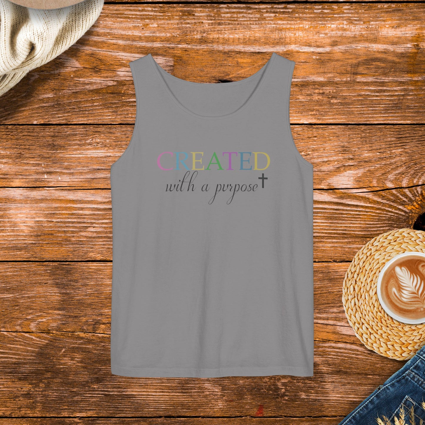 Created with a Purpose Tank Top, Inspirational Tank Top, Positive Message Apparel, Unisex Inspirational Tank Top.