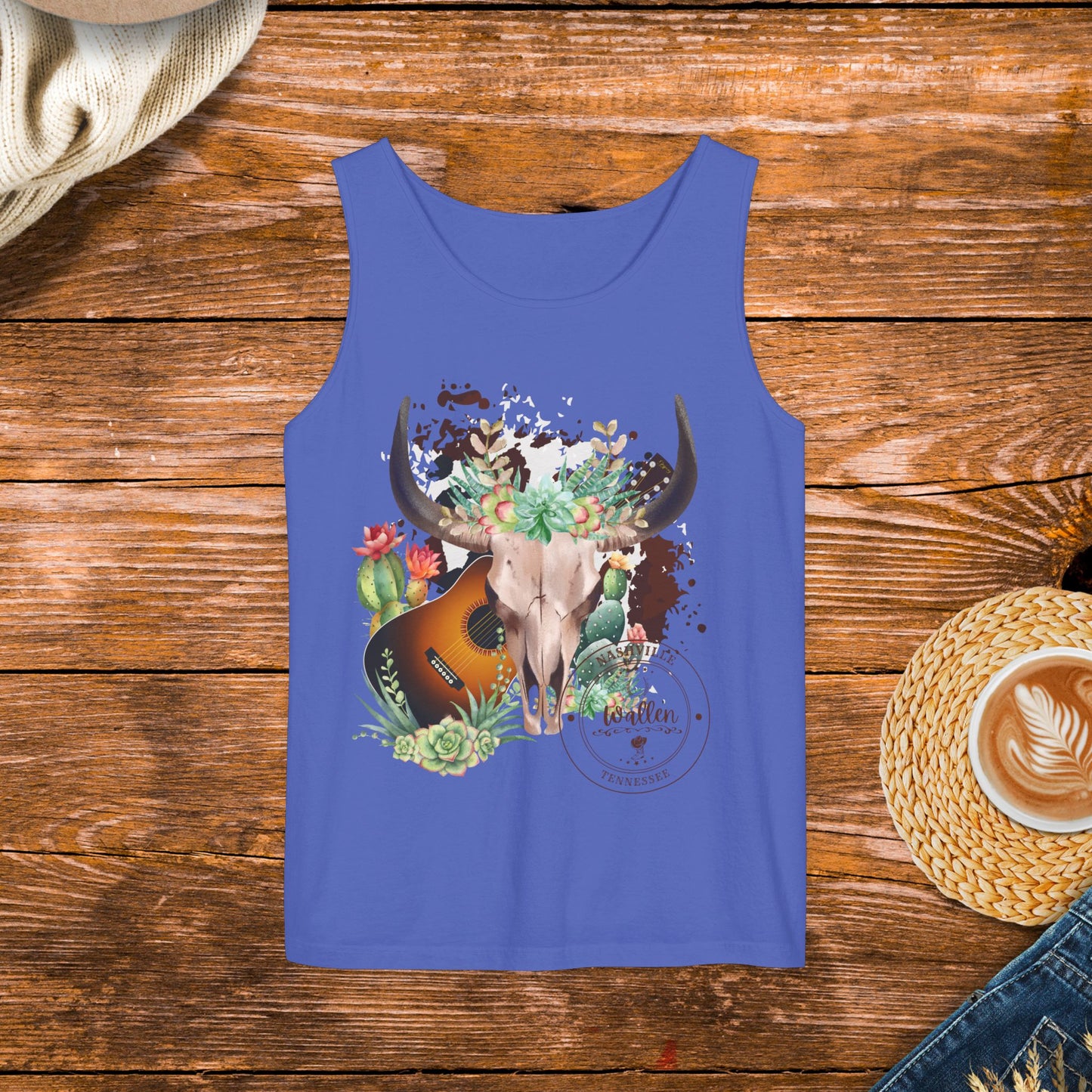 Country Music Tank Top, Western Style Clothing, Country Music Apparel,  Rugged and Western Design Tank Top.