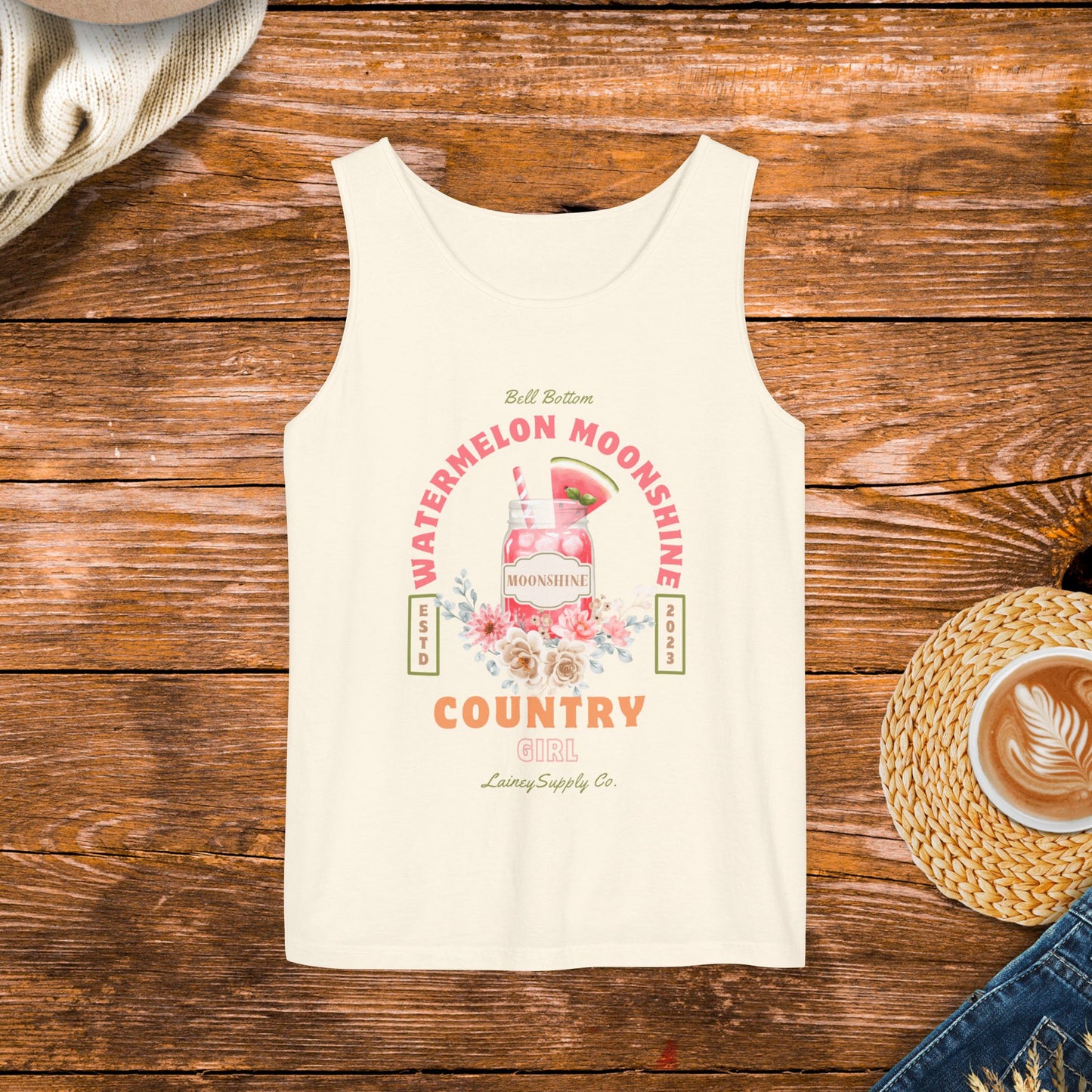 Watermelon moonshine Tank Top, Country girl, Southern girl, County music inspired Lainey Wilson.