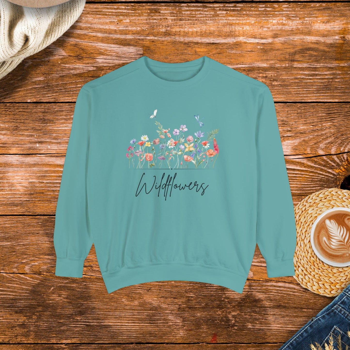 Wildflower Design sweatshirt, Boho Style Apparel, Country girl, southern girl, country style clothing.