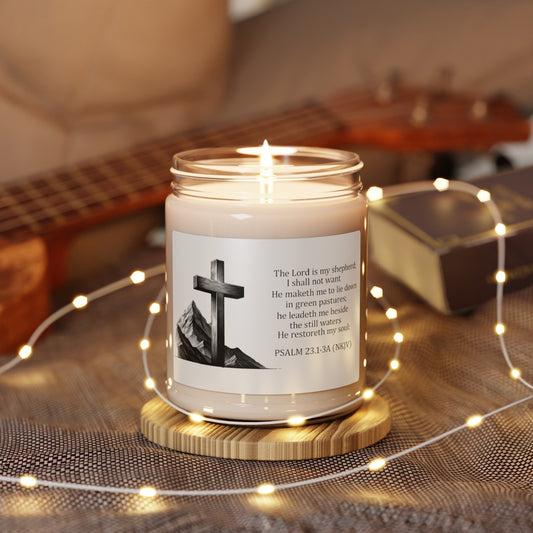 Embrace Faith and Nature with Our 'The Lord is My Shepherd, Scented Soy Candle, 9oz