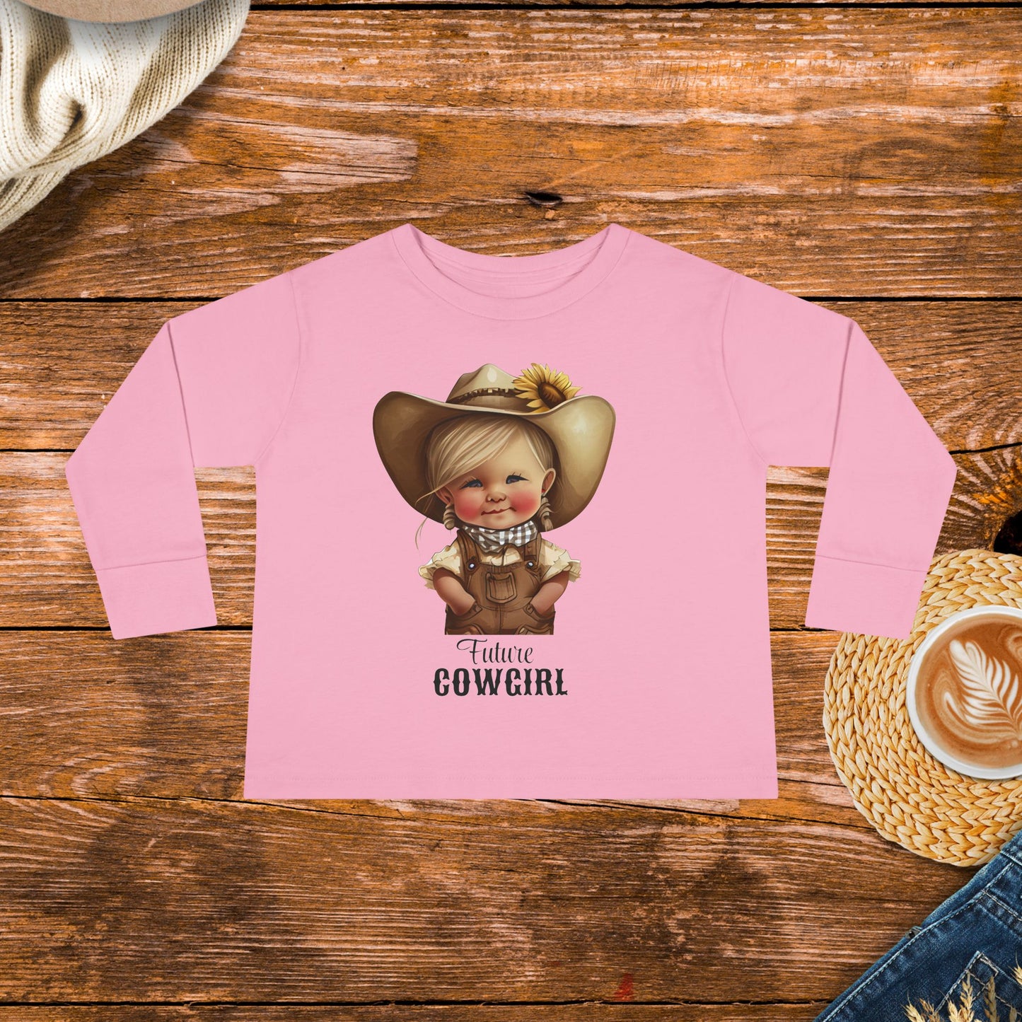 Future Cowgirl Toddler Long sleeve Shirt, Adorable Country Girl Design