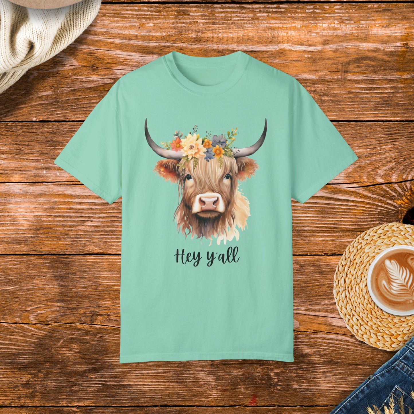 cute cow shirt, Hey Y'all shirt, country style, floral cow design, Southern charm, country living, rustic fashion