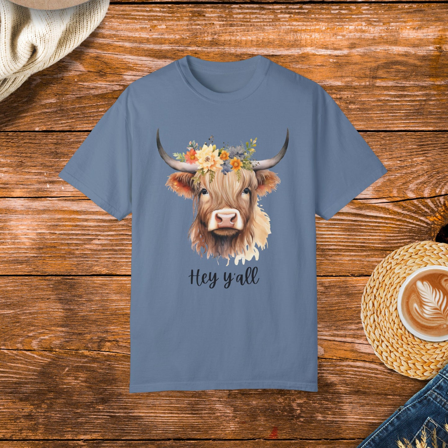 cute cow shirt, Hey Y'all shirt, country style, floral cow design, Southern charm, country living, rustic fashion