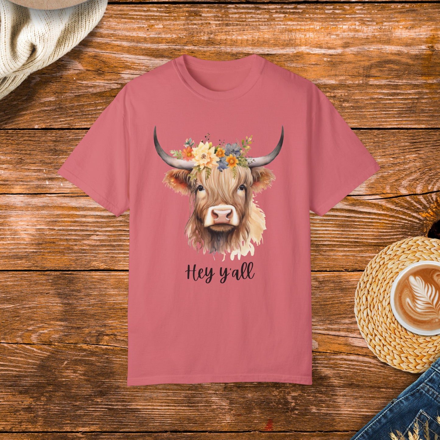 cute cow shirt, Hey Y'all shirt, country style, floral cow design, Southern charm, country living, rustic fashion