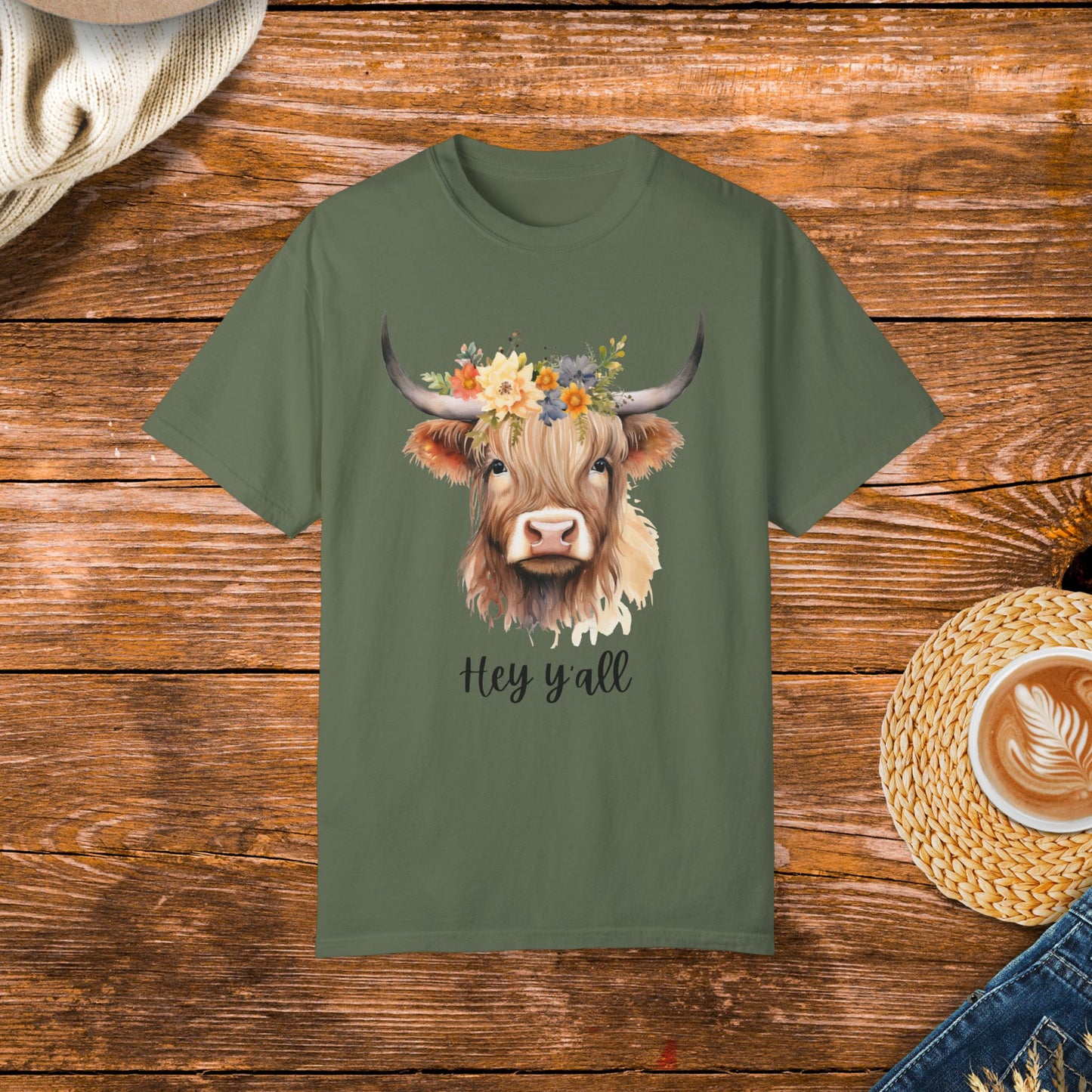 cute cow shirt, Hey Y'all shirt, country style, floral cow design, Southern charm, country living, rustic fashion