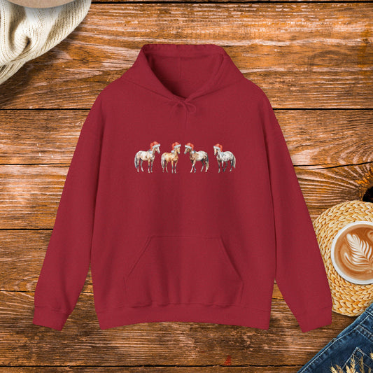 Christmas Horses Hooded Sweatshirt