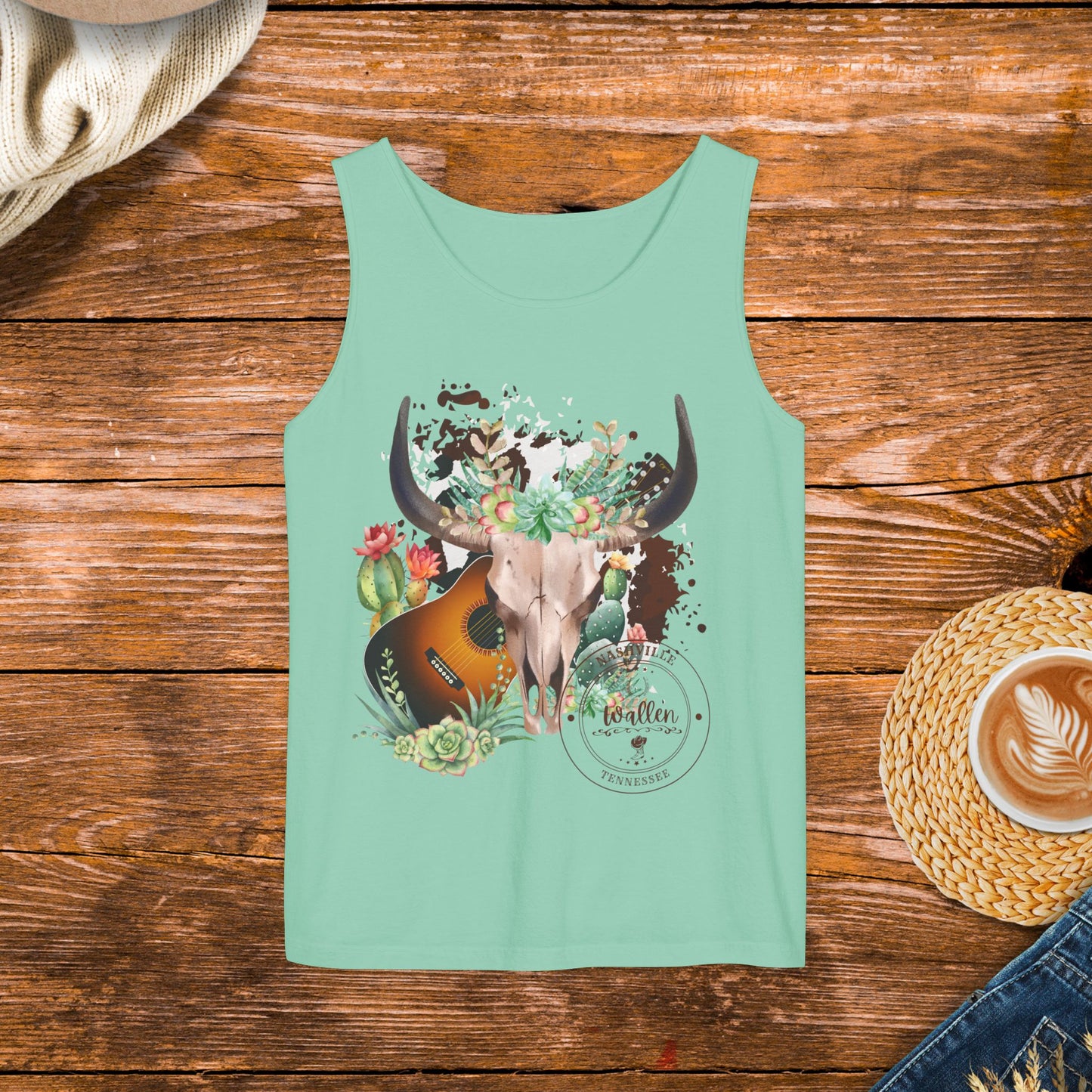 Country Music Tank Top, Western Style Clothing, Country Music Apparel,  Rugged and Western Design Tank Top.