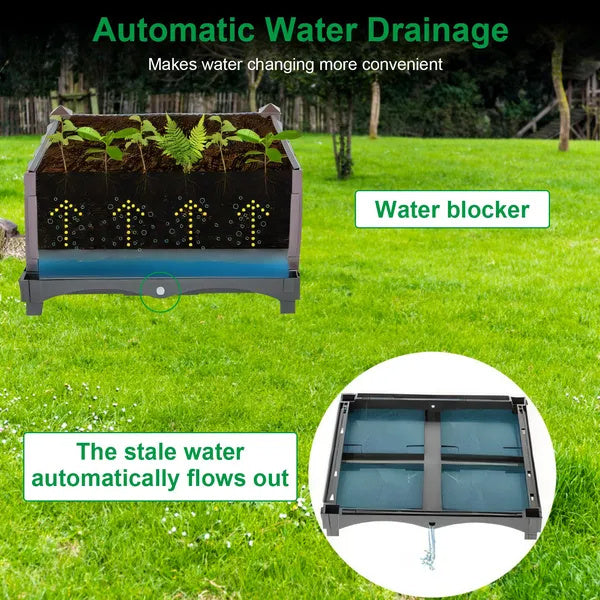 Raised Garden Bed Plant Growth Box With Self-watering System For Garden Patio Balcony Elevated Planter Box For Flowers Vegetables Herbs