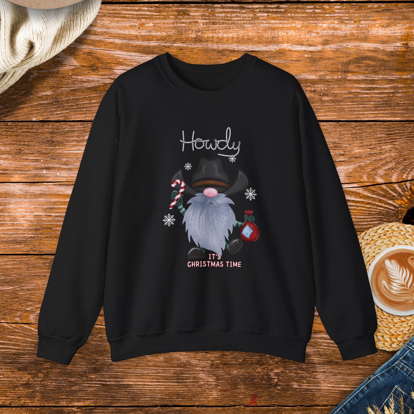 Howdy Christmas cowboy gnome Sweatshirt, Country Christmas, Original design, gnome, cowboy, rodeo, gift for her