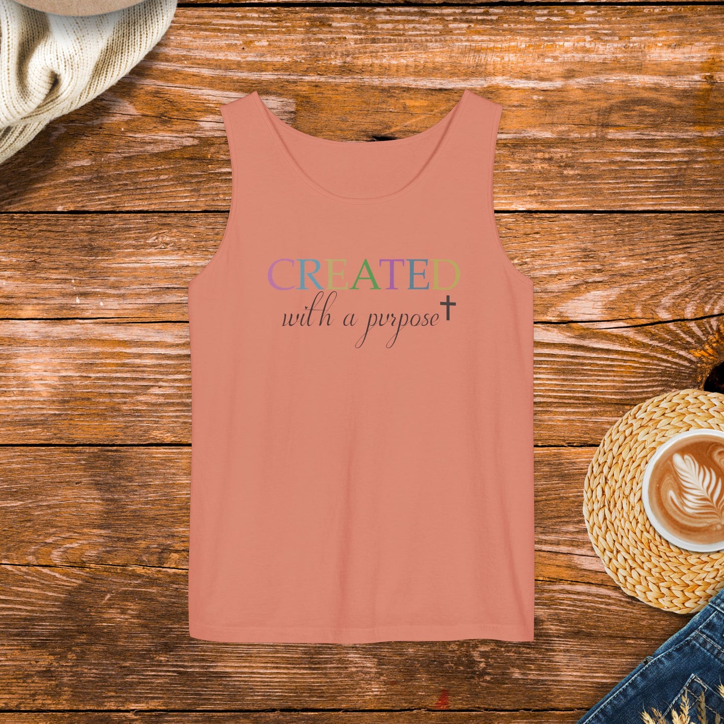 Created with a Purpose Tank Top, Inspirational Tank Top, Positive Message Apparel, Unisex Inspirational Tank Top.